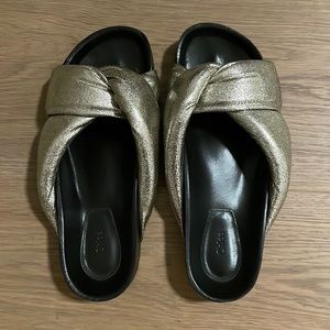 Chloe twisted metallic footbed sandals